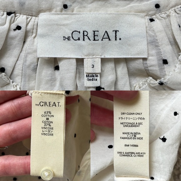 THE GREAT. Cream Polka Dot Blouse - Picture 12 of 13